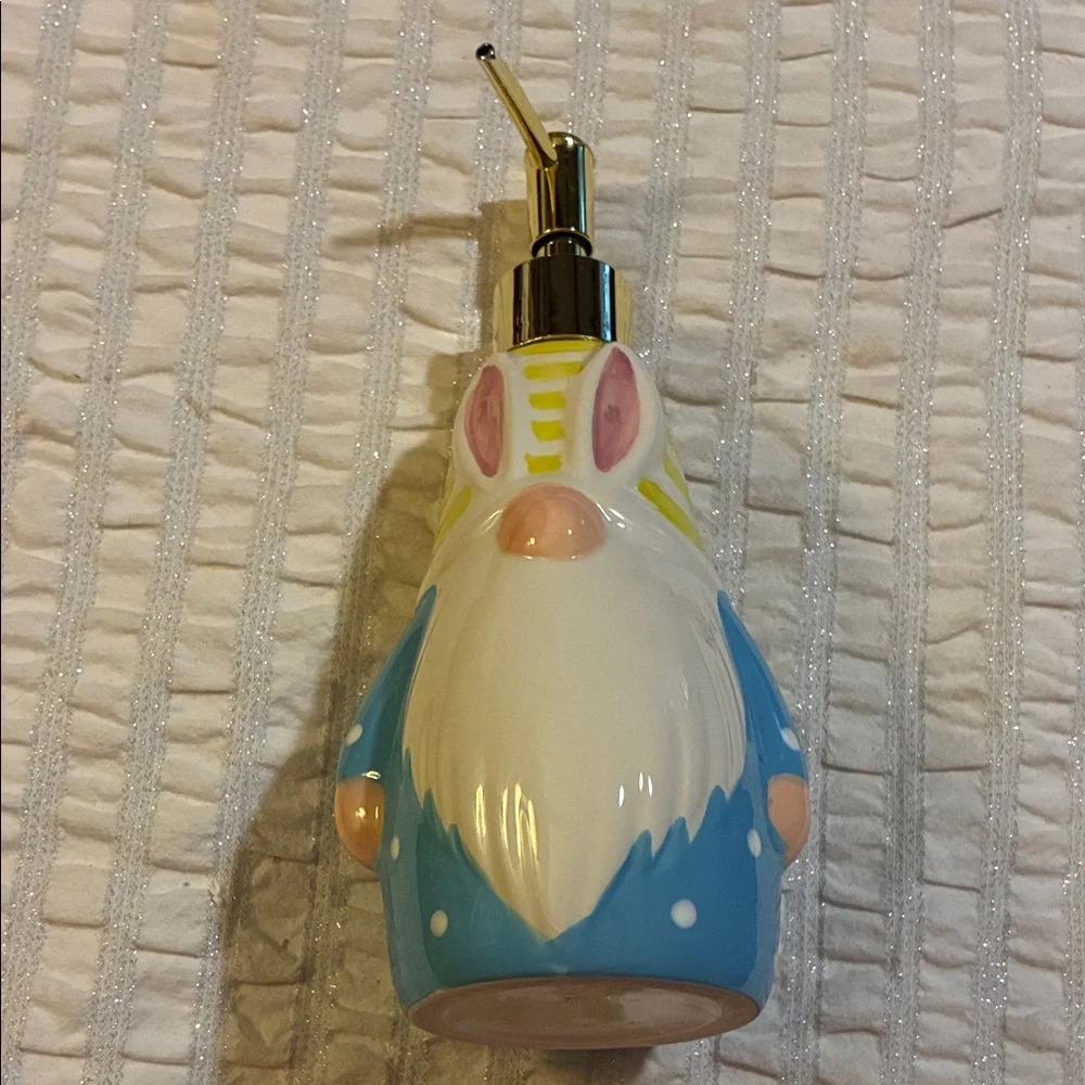 Whimsical Blue and White Gnome Soap Dispenser